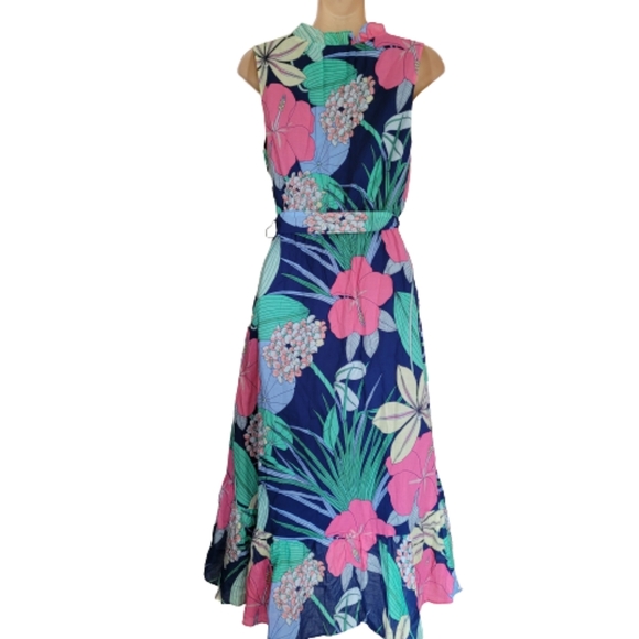 Talbots Voile Hibiscus Maxi Dress Size Women's 2 Petite - Picture 5 of 13